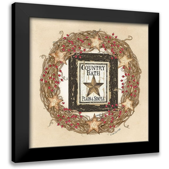 Spivey, Linda 12x12 Black Modern Framed Museum Art Print Titled - Country Bath Wreath