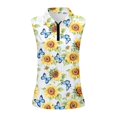 thumbnail image 4 of HCYSFG Womens Sunflower Butterfly Polo Top Collared Sleeveless Quarter Zip Fitted Floral Print Golf Shirt Summer Blouse, 4 of 4