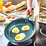 Thyme & Table 12-Piece Ceramic Non-Stick Granite Collection, Non-Toxic Cookware Set, Pots and Pans Set - Hunter Green