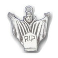 thumbnail image 1 of Sterling Silver 18" 1.2mm Box Chain 3D Halloween Vampire Dracula With RIP Grave Pendant Necklace, 1 of 2
