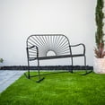 thumbnail image 6 of XBrand 44.5"L Iron Sun-Patterned Seat for Two Indoor/Outdoor Rocking Bench, Durable Patio Rocking Bench, Black, 6 of 6