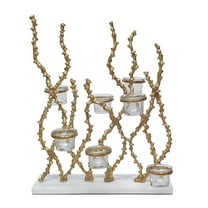 7 Tealight Candle Holder - 14.5" x 7.5" x 18" - Gold