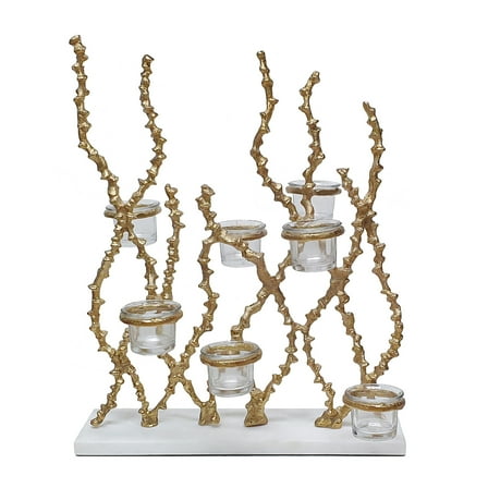 7 Tealight Candle Holder - 14.5" x 7.5" x 18" - Gold