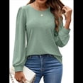 thumbnail image 3 of Blusas de Larga con Ojales para Mujer, -Otoño 2025, Cuello Redondo, Blusas Informales Holgadas, Conjuntos de Moda. Verde XXL, 3 of 10