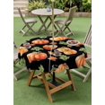 thumbnail image 3 of Outdoor Tablecloth with Umbrella Hole and Zipper, Fall Pumpkins Retro Round Table Cloth 54 Inch Waterproof Tablecloth, Thanksgiving Maple Leaves Rustic Black Picnic Table Cover for Patio Camping, 3 of 7