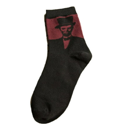 

Thinsont Men Socks Gentleman Style Pattern Autumn Winter 70 Cotton Socks Boys Socks Tube Socks red