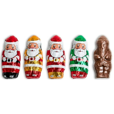 - Madelaine Solid Premium Milk Chocolate Mini Santa Christmas Chocolate, Wrapped In Italian Foil Featuring Assorted Designs - 1 Pound