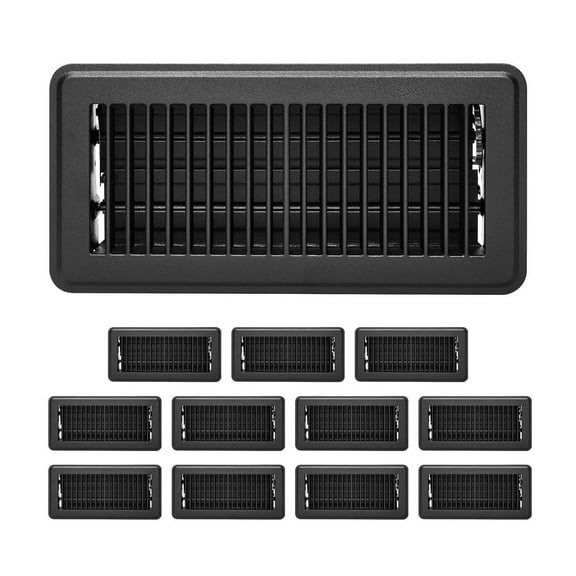 Floor Registers 4x10 Inch 12-Pack, Black HVAC Floor Vents - Metal Construction, Adjustable Airflow, Easy Install