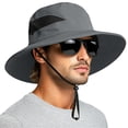 thumbnail image 2 of Breathable Mesh Sun Hat, Large Brim Fishing Cap, Beach Leisure Headwear, Unisex Lightweight Anti Sun Headgear for Outdoor Fishing Seaside Vacation Travel Casual Sunscreen Hat,Dark Gray, 2 of 9