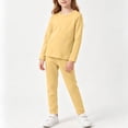 thumbnail image 4 of BLVB 1T-12Y Toddler Kids Girls Boys Soft Comfy 2PCS Set Long Sleeve Plain Shirts and Pants Sets Cotton Sleepwear Lounge Pajama Sets(Yellow,2-3 Years), 4 of 5