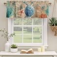 thumbnail image 3 of 2 Pack Valances for Windows, Brown Sea Turtle Coastal Window Valances for Living Room/Bedroom/Bathroom, Nautical Coral Ocean Vintage Light Filtering Kitchen Curtain Valance 42"W x12" L, 3 of 9