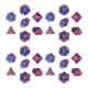 thumbnail image 1 of Juego de 4 dados poliédricos de plástico, cubos de dados poliédricos de aprendizaje con números dorados transparentes para juegos de mesa de enseñanza de matemáticas, color morado, 1 of 14