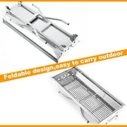 Barbecue Charcoal Grill, Stainless Steel Folding Portable BBQ for Outdoor Cooking, Camping and Picnics, Easy Carry Design, Silver