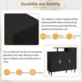 thumbnail image 3 of Elegant Shoe Cabinet with Arched Doors and Drawer, Wooden Shoe Storage Cabinet, Storage Sideboard with Adjustable Shelves and Solid Wood Legs for Entryway, Living Room, Black, 3 of 9