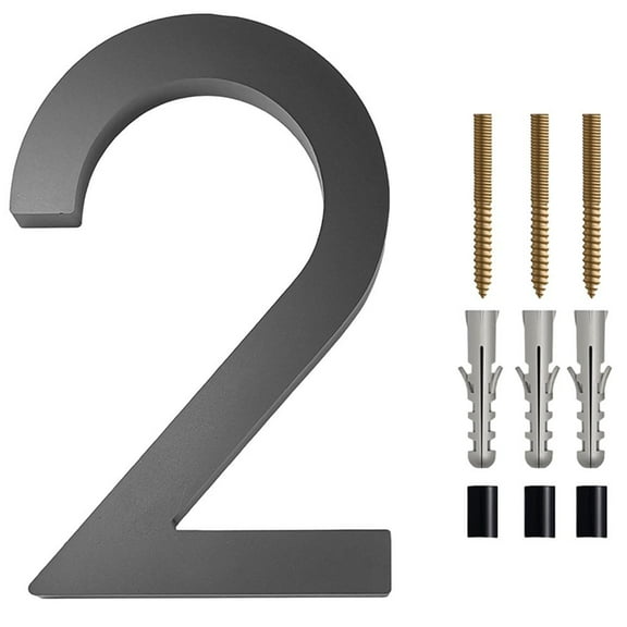 6 Inch Stainless Steel Floating House Number, Metal Modern House Numbers, for Outdoor Mailbox Yard Home Wall DoorGarage Gate with Nail Kit, Coated Black