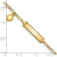 thumbnail image 3 of 14K Yellow Gold Dangling Heart Children's Figaro Link Id Bracelet (6 X 5) Made In United States bid55-6, 3 of 5