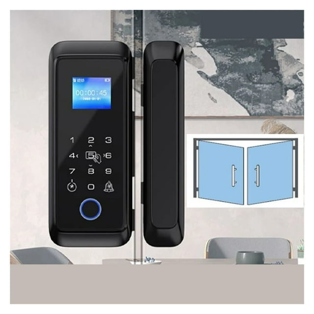 Bluetooth Fingerprint Glass Door Intelligent Lock Double Hook/Fingerprint/M1 Card/Password Unlock