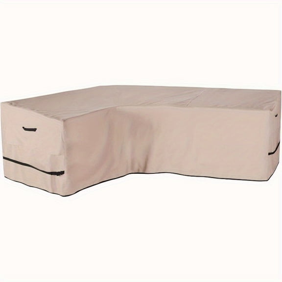 L-Shaped Left Facing Outdoor Sofa Cover (1Pc) - Waterproof All-Weather Sectional Couch Cover, 420D Heavy Duty with Secure Straps, for Backyard/Patio Deck