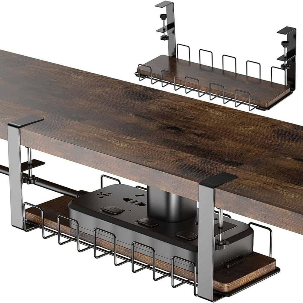 Kadyn 1 Tier Cable Management Tray, Under Table Cable Management Rack for Office, Study, Brown Under Desk Basket Cable Storage Rack Kadyn 1 Tier Cable Management Tray, Under Table Cable Management Rack for Office, Study, Brown Under Desk Basket Cable Storage Rack