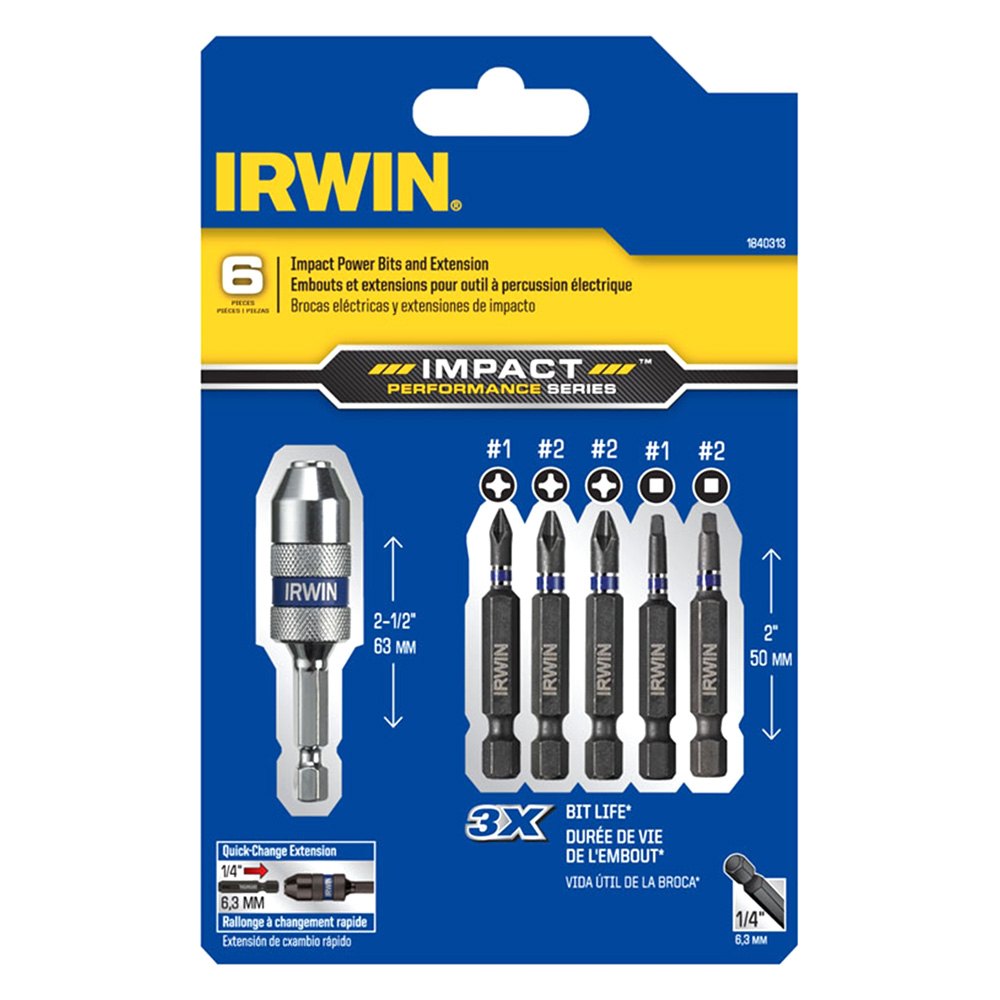 IRWIN 1840313 6Piece Impact QuickChange Screwdriver Bit Set
