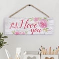 thumbnail image 2 of PS I Love You Floral Pink 10 x 3.4 Pine Wood Valentine's Decorative String Sign, 2 of 5