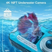 SEREE Waterproof Camera for Youtube 4K Digital Camera FHD 64MP Dual Screens Outdoor Underwater Cameras for Snorkeling