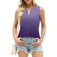 thumbnail image 6 of Jalioing Women's Tank Tops Fashion V Neck Button Sleeveless Tank Shirts Summer Trendy Casual Gradient Shirts, 6 of 7