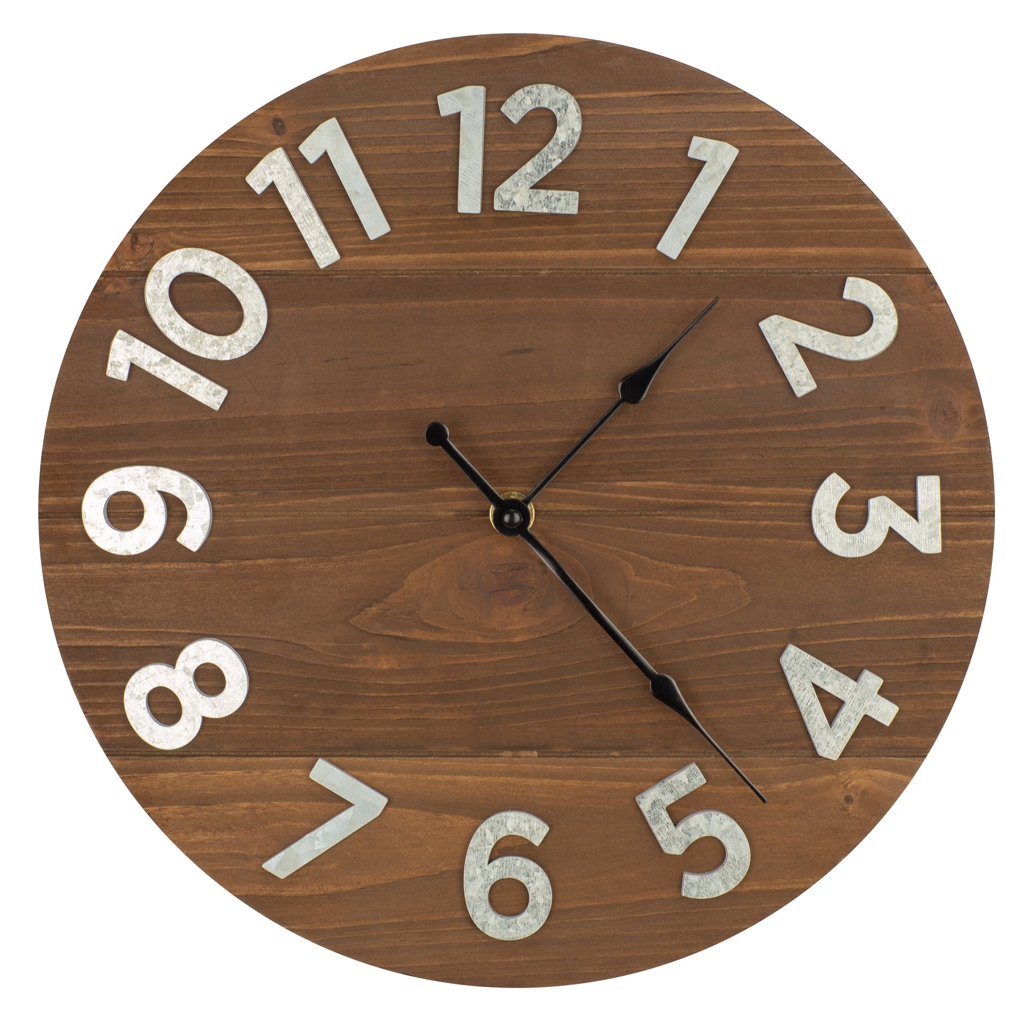 Details about   Quatrefoil Wood and Galvanized Metal Roman Numeral Wall Clock 