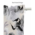 thumbnail image 5 of Black Grey Linen Curtain Valance for Bedroom/Bathroom/Kitchen/Office/Living/Dining Room Windows, Watercolor Ink Painting Aesthetics Floral Rod Pocket Topper Decorative Cafe Drapes Panel 42"x12", 5 of 6