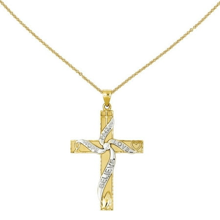 14kt Yellow Gold and Rhodium Latin Cross Pendant