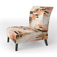 thumbnail image 3 of Designart "Abstractions Symétriques Pêche Noir Expression" Chaise d'Appoint Rembourrée Cubisme Pêche - Fauteuil Moderne pour Chambre, 3 of 7