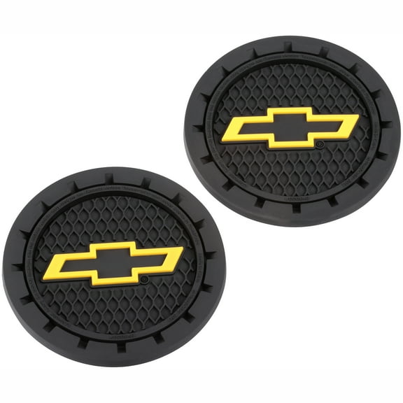 PlastiColor Chevrolet Bowtie Gold Automotive Cup Holder Coasters 2 Pack