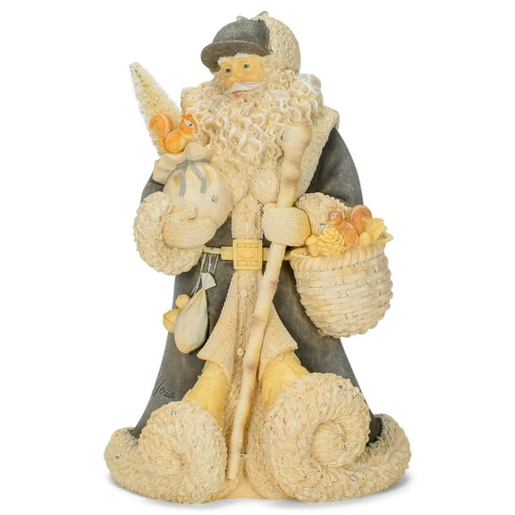 Whimsical Grey Harvest Santa 8.5 x 3 Resin Decorative Tabletop Figurine