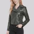 thumbnail image 2 of Leather Jacket Sevevn Womens Faux Leather Motorcycle Jackets Classical Black PU Slim Short Biker Coats, 2 of 7