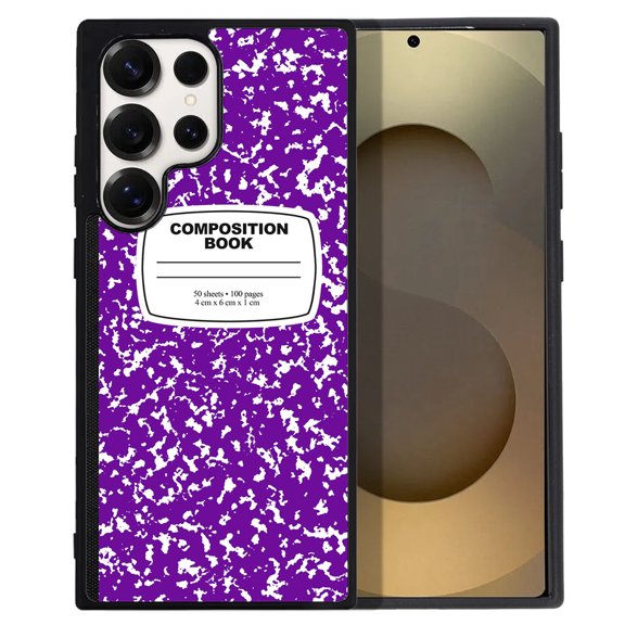 WIRESTER Shockproof Soft Rubber Cover Case for Samsung Galaxy S25 Ultra 6.8" 2025, Purple Composition Book