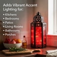 thumbnail image 2 of Moroccan Metal Candle Lantern Holder with LED Fairy String Lights, Large, Red, 2 of 13