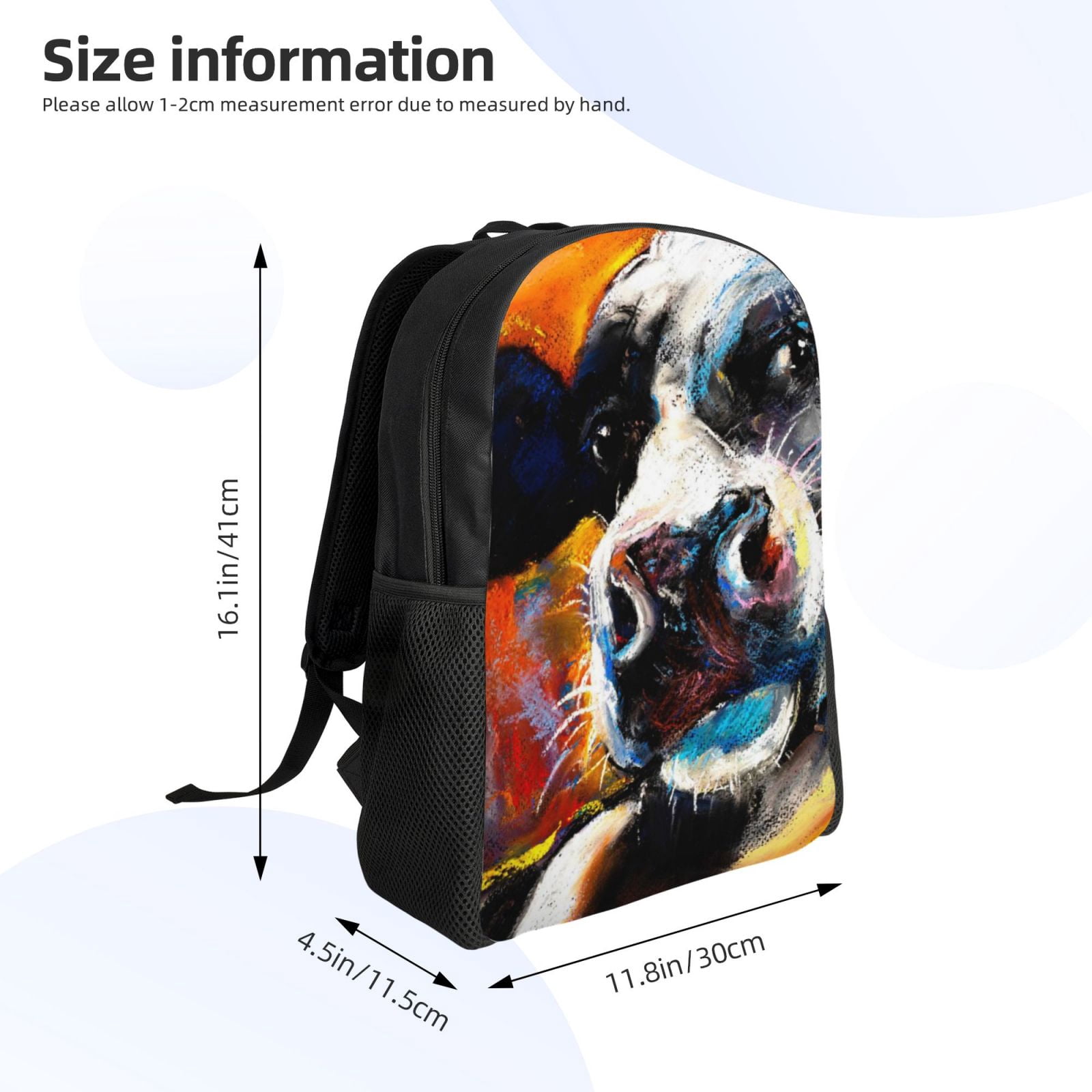 Horeoi Cow Print Waterproof 600D Oxford Laptop Backpack for School Travel Work - Lightweight Durable Bag with Adjustable Straps