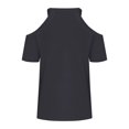 thumbnail image 5 of Pincandy Women's Summer Fashion Solid Color-neck Off Shoulder Casual Short Sleeved Top Short Sleeved-neck Top/Shirt,Dark Gray,S, 5 of 5