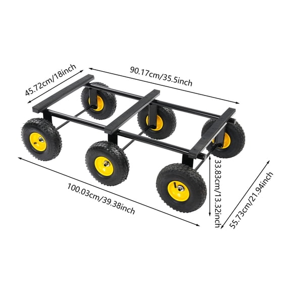 6 Wheel All Terrain Mover Dolly 1200 LB Capacity with Inflatable Tires Cart