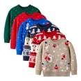 thumbnail image 1 of Chandail de Noël pour Tout-Petits Automne Hiver pour Garçons Filles Chandail Col Rond Tricoté Bébé Noël Cartoon Chandail en Molleton Extensible 2-9 Ans, 1 of 6