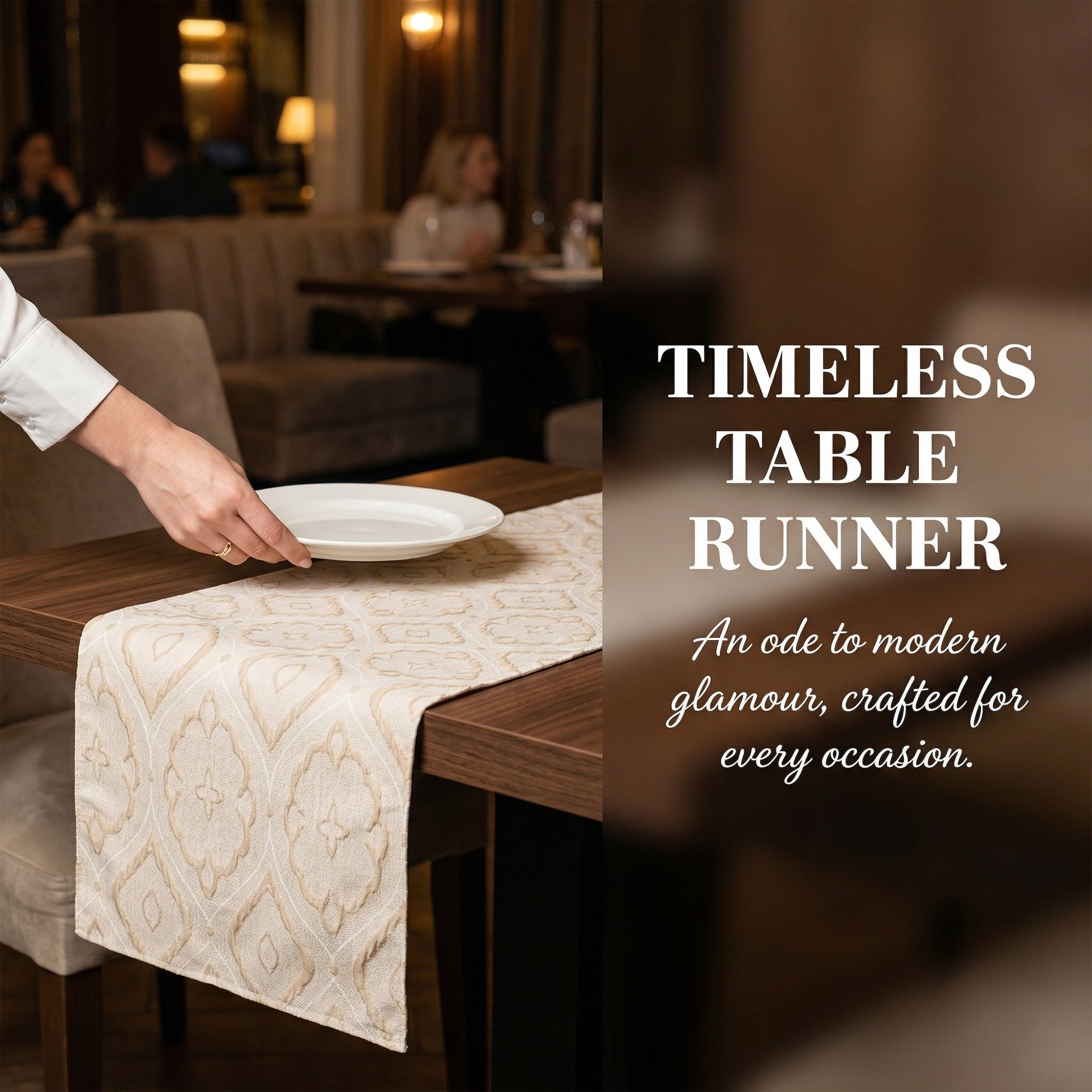 Unique Bargains Long Washable Polyester Runner Table Runner for Table Beige 13.8"x82.7"