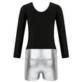 thumbnail image 6 of iiniim Kids Girls Shiny Diamonds Long Sleeve Gymnastics Leotard Bodysuit with Colorful Shorts Set Dancewear Silver 8, 6 of 7