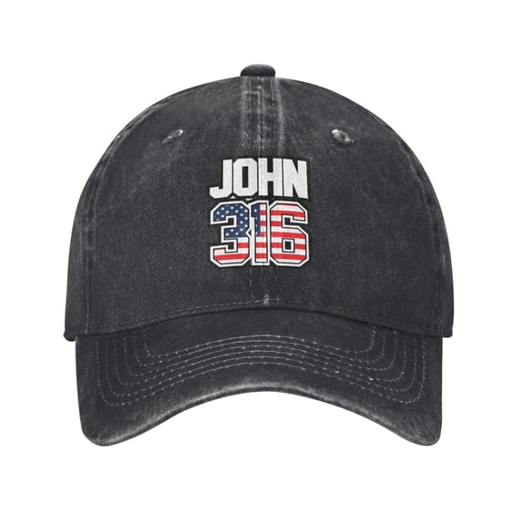 John 3-16 Bible Verse Unisex Adult Washed Denim Cotton Sport Outdoor Baseball Cap Adjustable Cowboy Baseball Hat
