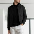 thumbnail image 2 of Male Autumn Winter Pocket Short Jacket Ribbed Panel Design Long Sleeve Stand Up Collar Jacket, 2 of 2
