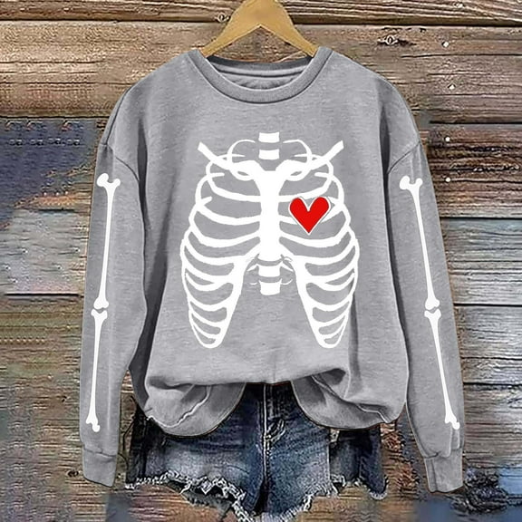 Jsaierl Halloween Sweatshirts for Women Cute Pumpkin Ghost Graphic Sweatshirt Soft Round Neck T-shirt Long Sleeve Holiday Pullover Tops Halloween Clothes