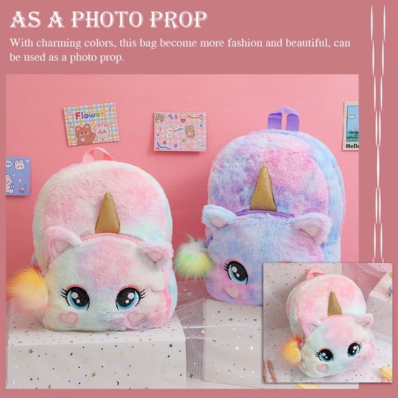 FENGGUIQU Adorable Plush Unicorn Backpack for Students Comfortable Durable Shoulder Straps