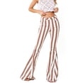 thumbnail image 2 of Saints & Hearts Womens Juniors High Rise Retro Star Stripe Flares (Brown, Small), 2 of 3