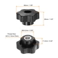 thumbnail image 2 of Uxcell 4 Pieces Star Knobs M10 Female Thread 48mm Head Through Hole Clamping Handles Nuts Black, 2 of 5