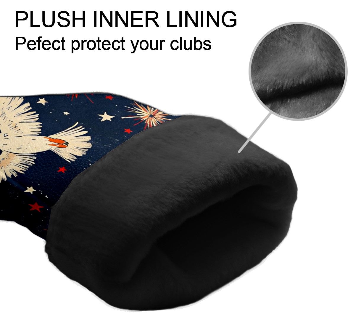 Golf Club Covers, Dark Blue Eagle Fireworks Premium PU Leather Driver Hybrid Putter Head Covers with Velvet Lining, Waterproof Golf Gifts for Men Women
