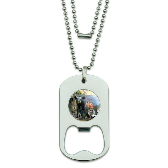 Great Smoky Mountains National Park Animals North Carolina Tennessee Military Dog Tag Bottle Opener Pendant